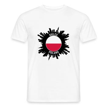Kielce Skyline Poland Flag Travel Souvenir - Men's T-Shirt - white - Front - AI Model Male 178 dark (178cm)