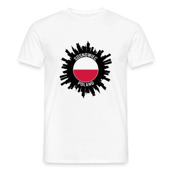 Sosnowiec Skyline Poland Flag Travel Souvenir - Men's T-Shirt - white - Front - AI Model Male 178 dark (178cm)