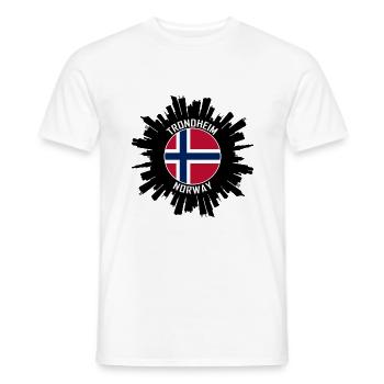 Trondheim Skyline Norway Flag Travel Souvenir - Men's T-Shirt - white - Front - AI Model Male 178 dark (178cm)