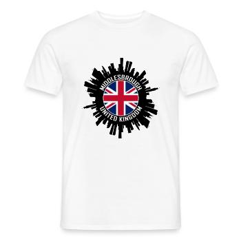 Middlesbrough Skyline UK Flagge Reise-Souvenir - Männer T-Shirt - Weiß - Vorne - AI Model Male 178 dark (178cm)