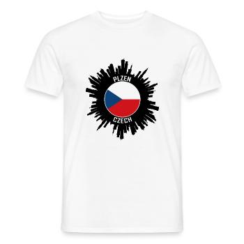 Pilsen Skyline Tschechische Flagge Reise-Souvenir - Männer T-Shirt - Weiß - Vorne - AI Model Male 178 dark (178cm)