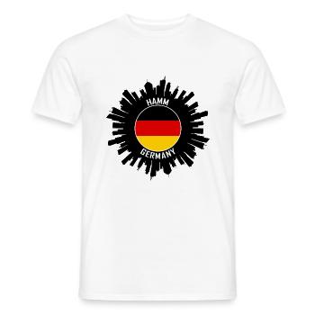 Hamm Skyline Germany Flag Travel Souvenir - Men's T-Shirt - white - Front - AI Model Male 178 dark (178cm)