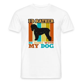 Noir Terrier Russe Chien Silhouette Rétro Coucher de Soleil - T-shirt homme - blanc - Devant - AI Model Male 178 dark (178cm)