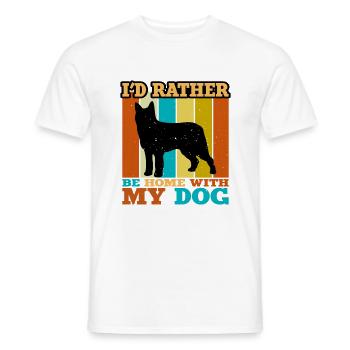 Bouvier Des Ardennes Hund Silhouette Retro Sunset - Männer T-Shirt - Weiß - Vorne - AI Model Male 178 dark (178cm)