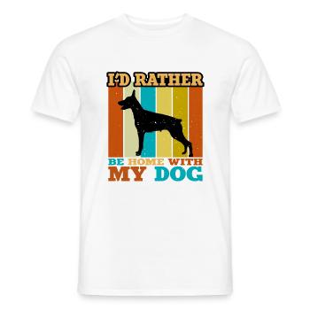 Doberman Dog Lover Silhouette Vintage Sunset - T-shirt homme - blanc - Devant - AI Model Male 178 dark (178cm)