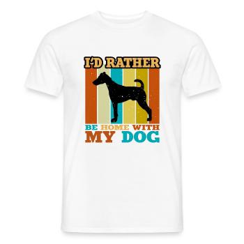 Fox Terrier Smooth Dog Silhouette Retro Sunset - T-shirt homme - blanc - Devant - AI Model Male 178 dark (178cm)
