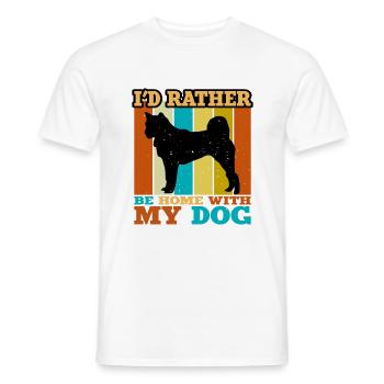 Hokkaido Ken Dog Lover Silhouette Vintage Sunset - T-shirt homme - blanc - Devant - AI Model Male 178 dark (178cm)