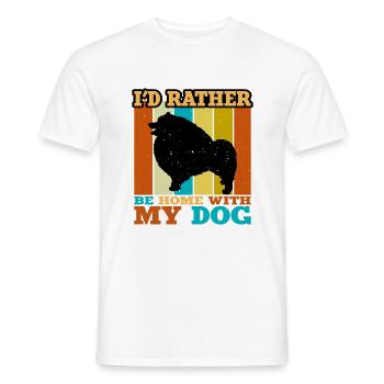 Keeshond Dog Lover Silhouette Vintage Sunset - Men's T-Shirt - white - Front - AI Model Male 178 dark (178cm)