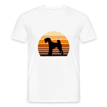 Airedale Terrier Hundeliebhaber Silhouette Retro Sonnenuntergang - Männer T-Shirt - Weiß - Vorne - AI Model Male 178 dark (178cm)