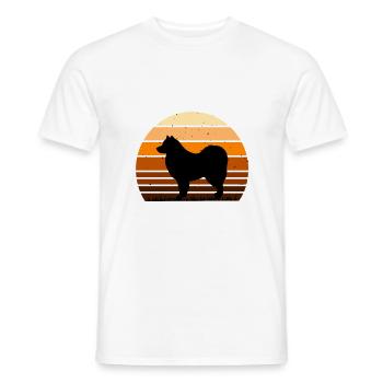 Finnischer Lapphund Hund Liebhaber Silhouette Retro Sonnenuntergang - Männer T-Shirt - Weiß - Vorne - AI Model Male 178 dark (178cm)