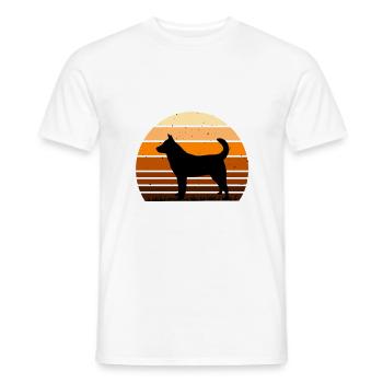 Jindo Dog Silhouette Vintage Sunset for Dog Lovers - Men's T-Shirt - white - Front - AI Model Male 178 dark (178cm)
