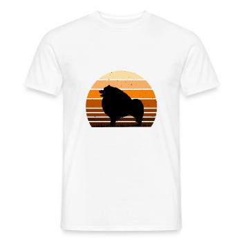 Keeshond Dog Lover Silhouette Vintage Sunset - Men's T-Shirt - white - Front - AI Model Male 178 dark (178cm)