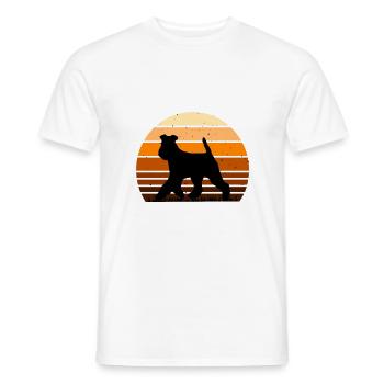 Welsh Terrier Dog Lover Silhouette Vintage Sunset - T-shirt homme - blanc - Devant - AI Model Male 178 dark (178cm)