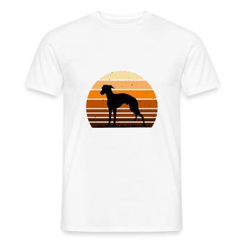 Rampur Greyhound Dog Lover Silhouette Retro Sunset - Men's T-Shirt - white - Front - AI Model Male 178 dark (178cm)