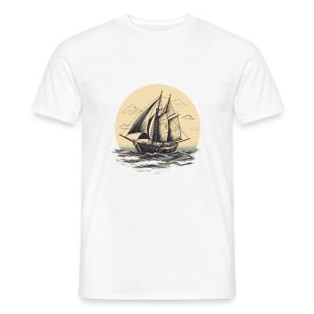Sail Shiff vintage illustration - Men's T-Shirt - white - Front - AI Model Male 178 dark (178cm)