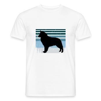 Bohemian Shepherd Dog Love Silhouette Retro Sunset - Men's T-Shirt - white - Front - AI Model Male 178 dark (178cm)