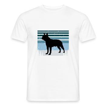 Boston Terrier Dog Lover Silhouette Vintage Sunset - T-shirt homme - blanc - Devant - AI Model Male 178 dark (178cm)