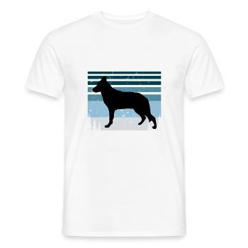 Chien de berger d’Europe de l’Est Silhouette Rétro Coucher de soleil - T-shirt homme - blanc - Devant - AI Model Male 178 dark (178cm)