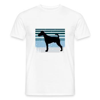 Fox Terrier Smooth Dog Silhouette Retro Sunset - T-shirt homme - blanc - Devant - AI Model Male 178 dark (178cm)
