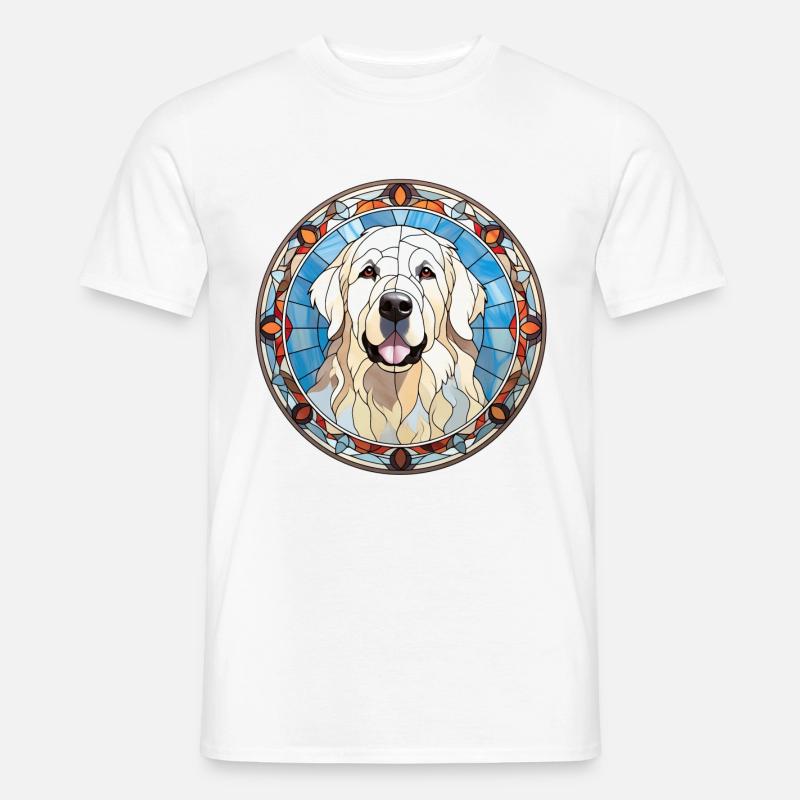 Große Pyrenäen Hunderasse Aquarellglas - Männer T-Shirt - Weiß