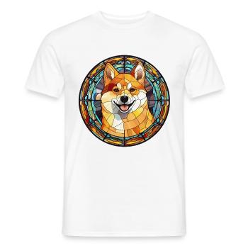 Shiba Inu Hunderasse Aquarellglas - Männer T-Shirt - Weiß - Vorne - AI Model Male 178 dark (178cm)