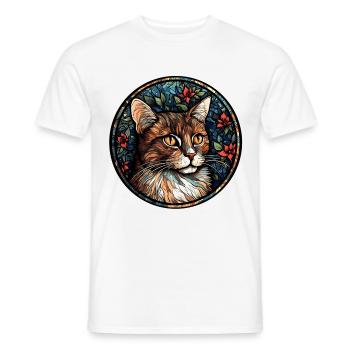 American Wirehair Cat Breed Watercolor Glass - Men's T-Shirt - white - Front - AI Model Male 178 dark (178cm)