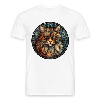 Britisch Langhaar Katzenrasse Aquarellglas - Männer T-Shirt - Weiß - Vorne - AI Model Male 178 dark (178cm)