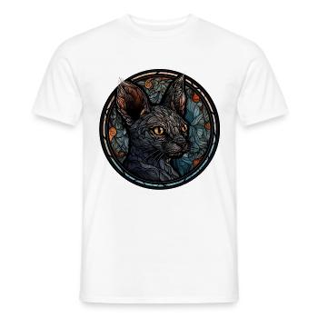 Lykoi Cat Breed Aquarelle Verre - T-shirt homme - blanc - Devant - AI Model Male 178 dark (178cm)