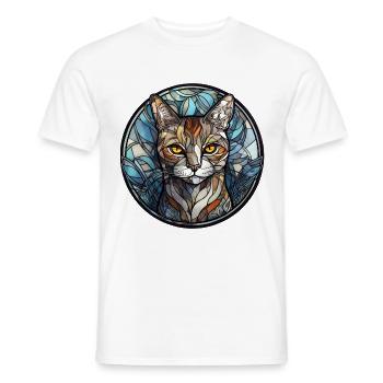 Manx Cat Breed Aquarelle Verre - T-shirt homme - blanc - Devant - AI Model Male 178 dark (178cm)