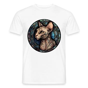Peterbald Cat Breed Aquarelle Verre - T-shirt homme - blanc - Devant - AI Model Male 178 dark (178cm)