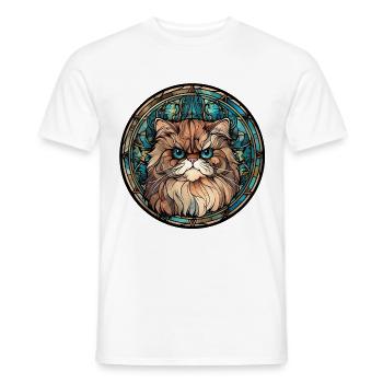 Perserkatzenrasse Aquarellglas - Männer T-Shirt - Weiß - Vorne - AI Model Male 178 dark (178cm)