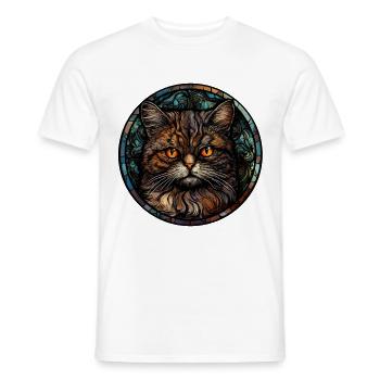 Selkirk Rex Katzenrasse Aquarellglas - Männer T-Shirt - Weiß - Vorne - AI Model Male 178 dark (178cm)