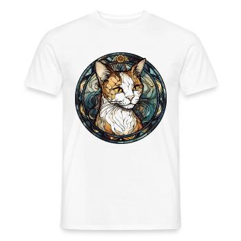 Singapura Katzenrasse Aquarell Glasmalerei - Männer T-Shirt - Weiß - Vorne - AI Model Male 178 dark (178cm)