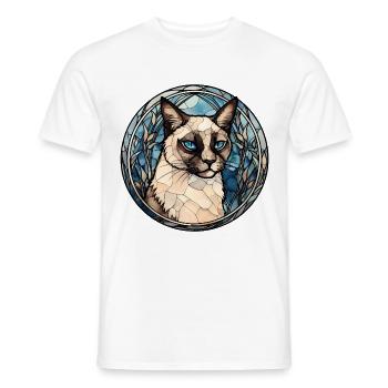 Schneeschuh-Katzenrasse Aquarell-Glasmalerei - Männer T-Shirt - Weiß - Vorne - AI Model Male 178 dark (178cm)