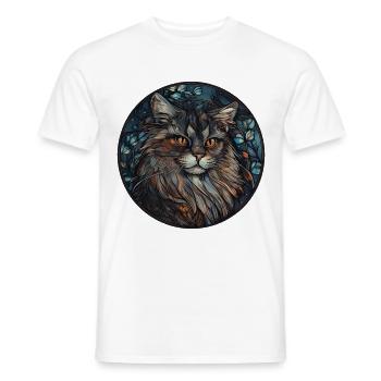 Sibirische Katzenrasse Aquarell Glasmalerei - Männer T-Shirt - Weiß - Vorne - AI Model Male 178 dark (178cm)