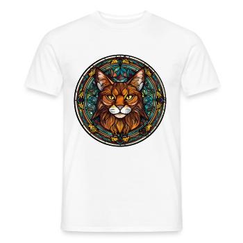 Race de chat somalien Aquarelle Peinture sur verre - T-shirt homme - blanc - Devant - AI Model Male 178 dark (178cm)