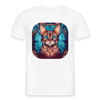 Peinture à l’aquarelle colorée de race de chat du Bengale - T-shirt homme - blanc - Devant - AI Model Male 178 dark (178cm)