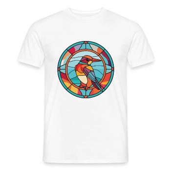 Oiseau coloré Aquarelle Animal Animal Illustration - T-shirt homme - blanc - Devant - AI Model Male 178 dark (178cm)