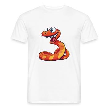 Cobra Cartoon Kawaii Watercolor Illustration - Men's T-Shirt - white - Front - AI Model Male 178 dark (178cm)