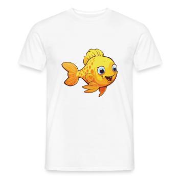 Fish Cartoon Kawaii Watercolor Illustration - Men's T-Shirt - white - Front - AI Model Male 178 dark (178cm)