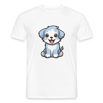 bébé chien Dessin animé Kawaii Aquarelle Illustration - T-shirt homme - blanc - Devant - AI Model Male 178 dark (178cm)