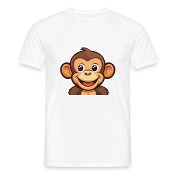 Monkey Cartoon Kawaii Watercolor Illustration - Men's T-Shirt - white - Front - AI Model Male 178 dark (178cm)