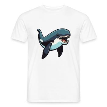 Orca Cartoon Kawaii Watercolor Illustration - Men's T-Shirt - white - Front - AI Model Male 178 dark (178cm)