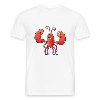Lobster Cartoon Kawaii Watercolor Illustration - Men's T-Shirt - white - Front - AI Model Male 178 dark (178cm)