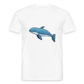Baleine à bosse Dessin animé Kawaii Illustration - T-shirt homme - blanc - Devant - AI Model Male 178 dark (178cm)