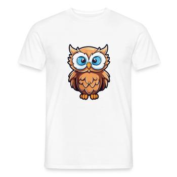 Hibou Dessin Animé Kawaii Aquarelle Illustration - T-shirt homme - blanc - Devant - AI Model Male 178 dark (178cm)