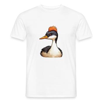 Grebe Cartoon Kawaii Aquarelle Illustration - T-shirt homme - blanc - Devant - AI Model Male 178 dark (178cm)