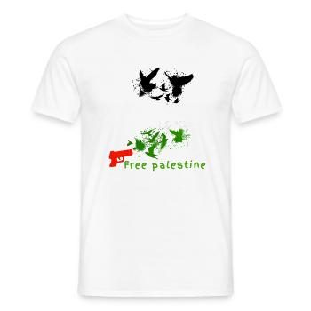 free palestine, doves, freedom, war, palestine - Men's T-Shirt - white - Front - AI Model Male 178 dark (178cm)