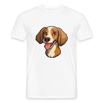 Aidi race de chien dessin animé kawaii illustration - T-shirt homme - blanc - Devant - AI Model Male 178 dark (178cm)