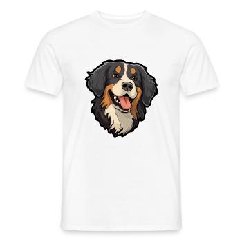Bernese Mountain Dog Breed Cartoon Kawaii Illustra - Men's T-Shirt - white - Front - AI Model Male 178 dark (178cm)